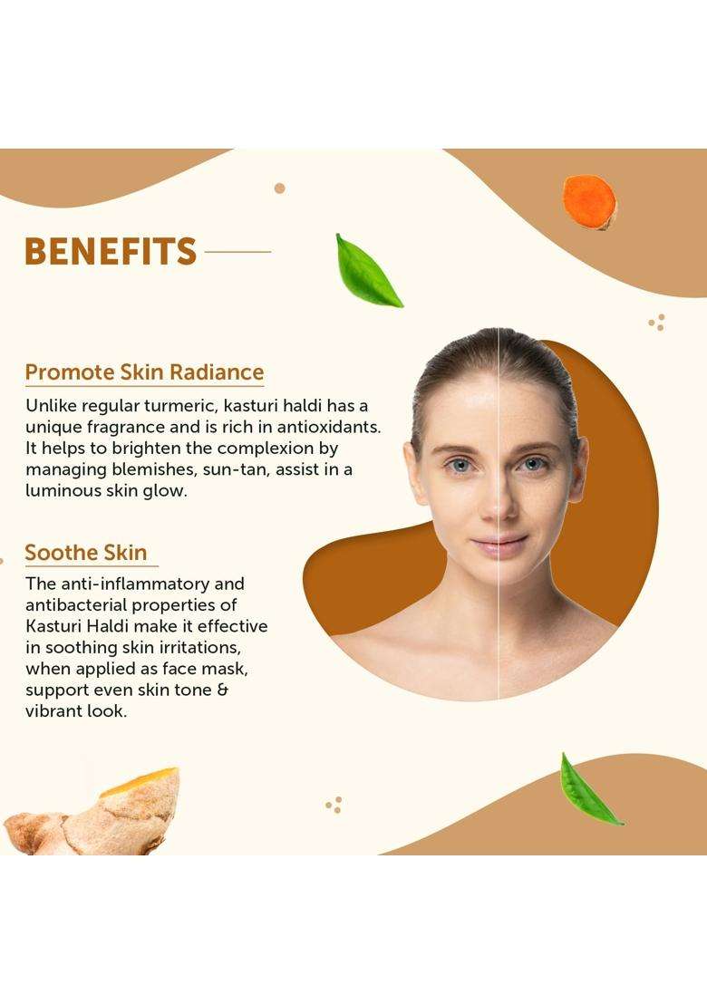 Neuherbs Kasturi Haldi Powder 100g | Authentic Traditional Formula | Wild Turmeric Face Pack for Glowing Skin, Skin Care & Natural Beauty - Indya