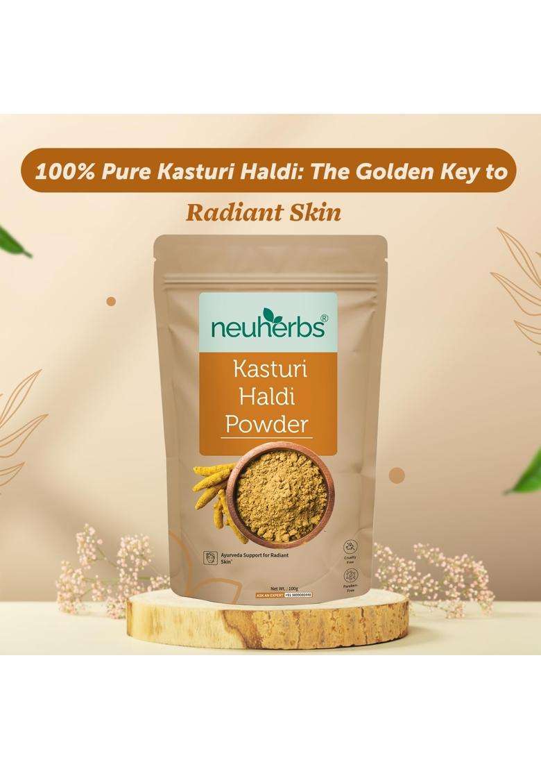 Neuherbs Kasturi Haldi Powder 100g | Authentic Traditional Formula | Wild Turmeric Face Pack for Glowing Skin, Skin Care & Natural Beauty - Indya