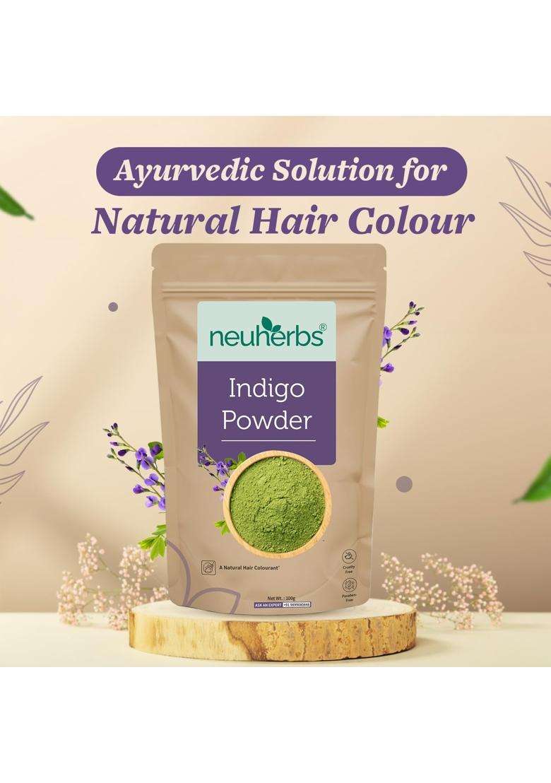 Neuherbs Indigo Powder 100g | Natural Herbal Care | Natural Hair Color Powder for Black Hair, Hair Growth & Scalp Care | 100% Pure & Natural - Indya