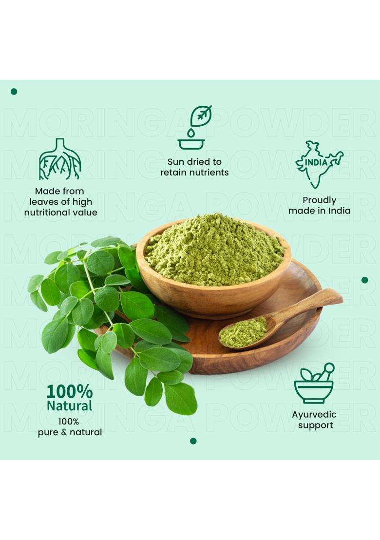Neuherbs Moringa Leaf Powder 200g | Natural Herbal Care | Drumstick Leaf Powder for Energy, Immunity & Digestion Support | 100% Pure Herbal Superfood - Indya