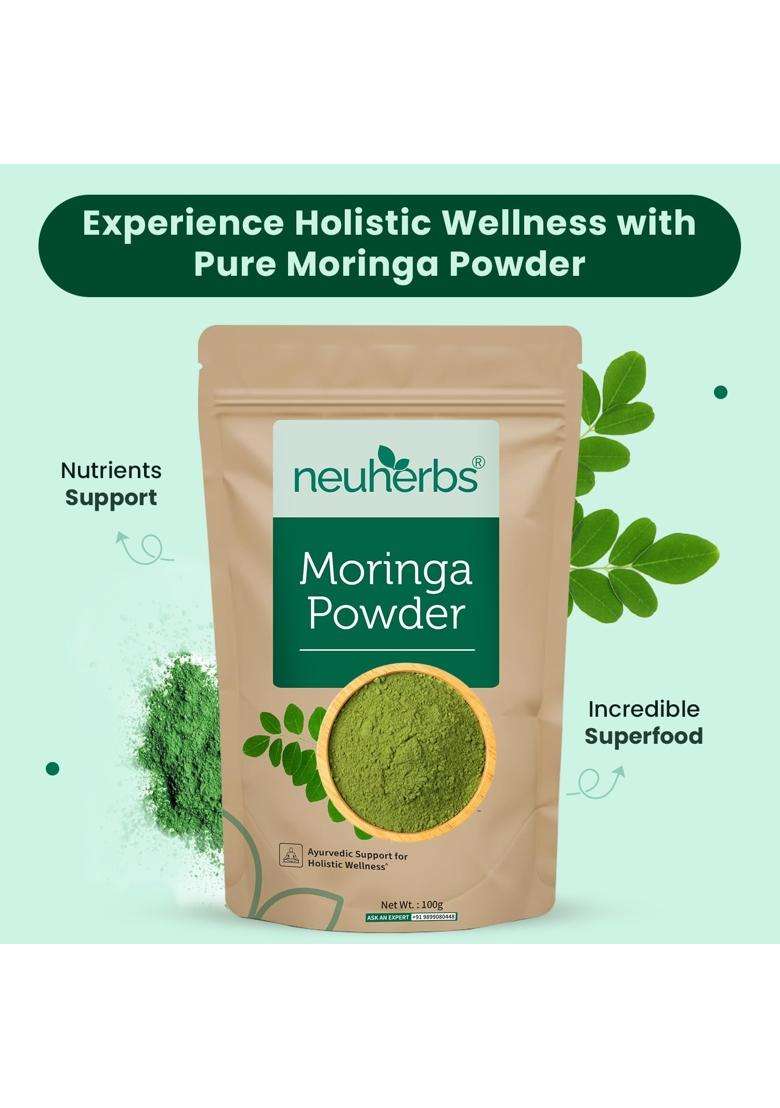 Neuherbs Moringa Leaf Powder 100g | Natural Herbal Care | Drumstick Leaf Powder for Energy, Immunity & Digestion Support | 100% Pure Herbal Superfood - Indya