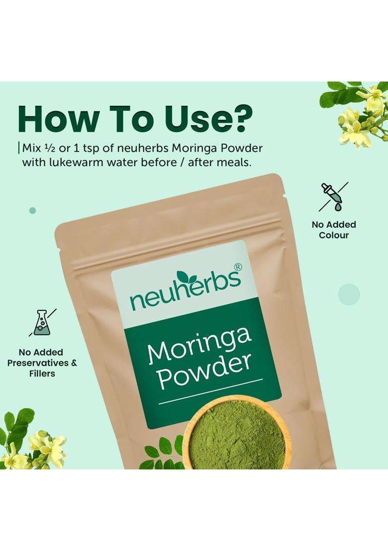 Neuherbs Moringa Leaf Powder 100g | Natural Herbal Care | Drumstick Leaf Powder for Energy, Immunity & Digestion Support | 100% Pure Herbal Superfood - Indya