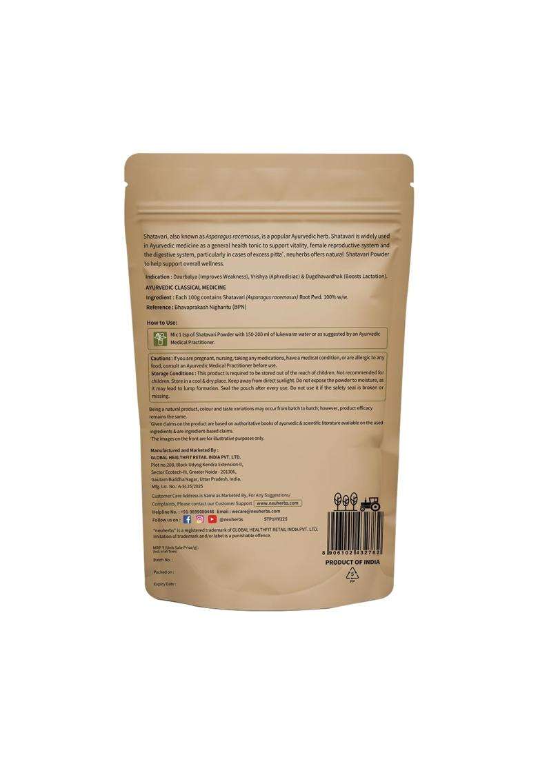 Neuherbs Shatavari Powder 100 g | Authentic Traditional Formula | Ayurvedic Support To Balance Women
