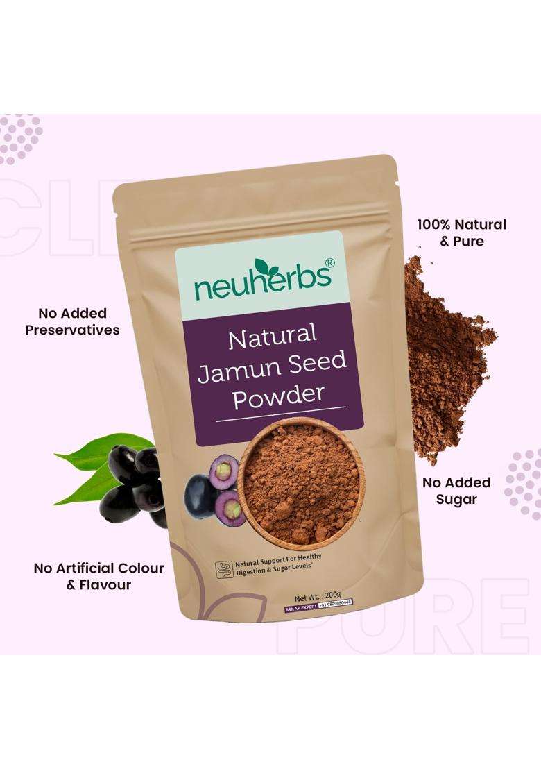 Neuherbs Jamun Seed Powder 200g | Authentic Traditional Formula | Ayurvedic Herbal Powder for Healthy Sugar Management & Digestion Support - Indya