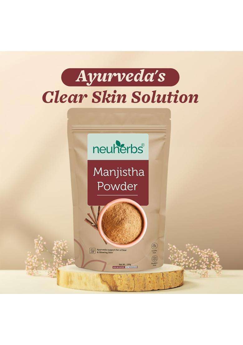 Neuherbs Manjistha Powder 100g | Authentic Traditional Formula | Ayurvedic Herbal Powder for Clear Glowing Skin & Skin Nourishment - Indya