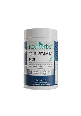 Neuherbs Multivitamin Tablets for Men 60 Count | True Vitamin Men Multivitamin with Ginseng Vitamin C B12 D MagnesiumIron & Zinc