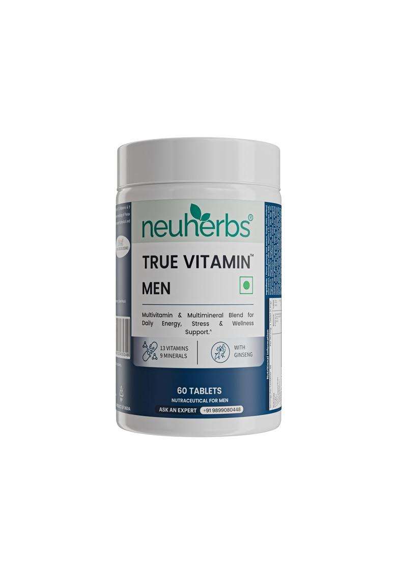 Neuherbs Multivitamin Tablets for Men 60 Count | True Vitamin Men Multivitamin with Ginseng Vitamin C B12 D MagnesiumIron & Zinc - Indya