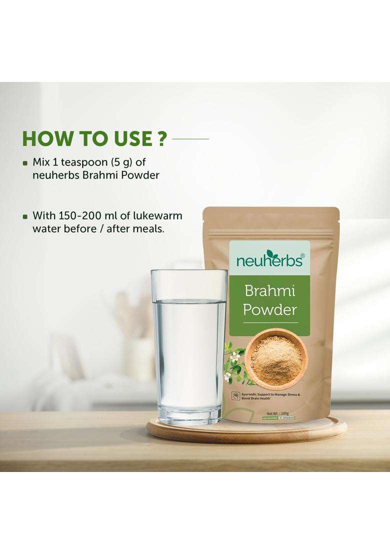 Neuherbs Brahmi Powder 100g For Men & Women | Authentic Traditional Formula | Ayurvedic Care To Manage Stress & Boost Brain Health - Indya