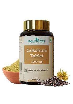 Neuherbs Gokshura 1000mg Tablets for Men | Authentic Traditional Formula | 60 Count | Ayurvedic Wellness Formula | No Added Preservatives