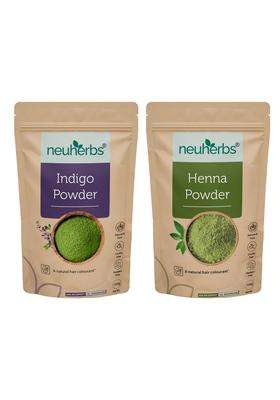 Neuherbs Henna & Indigo Powder Combo for Hair Color & Hair Care 100g Each | Natural Herbal Care | 100% Pure & Natural