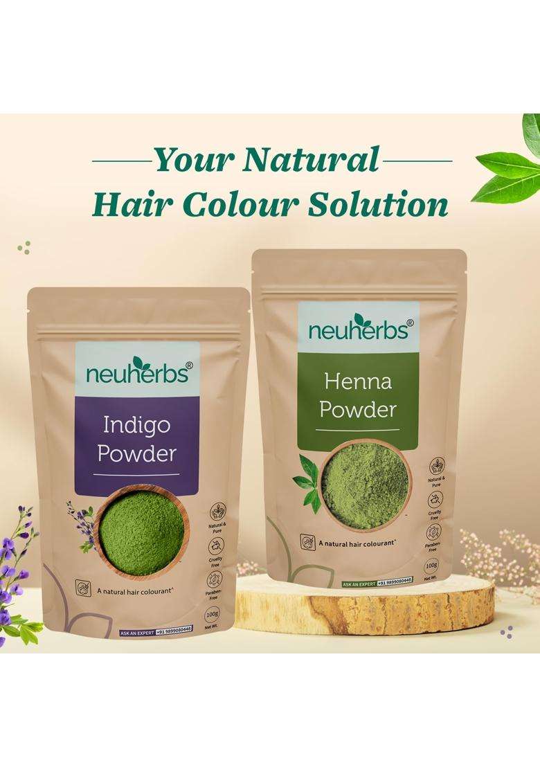 Neuherbs Henna & Indigo Powder Combo for Hair Color & Hair Care 100g Each | Natural Herbal Care | 100% Pure & Natural - Indya