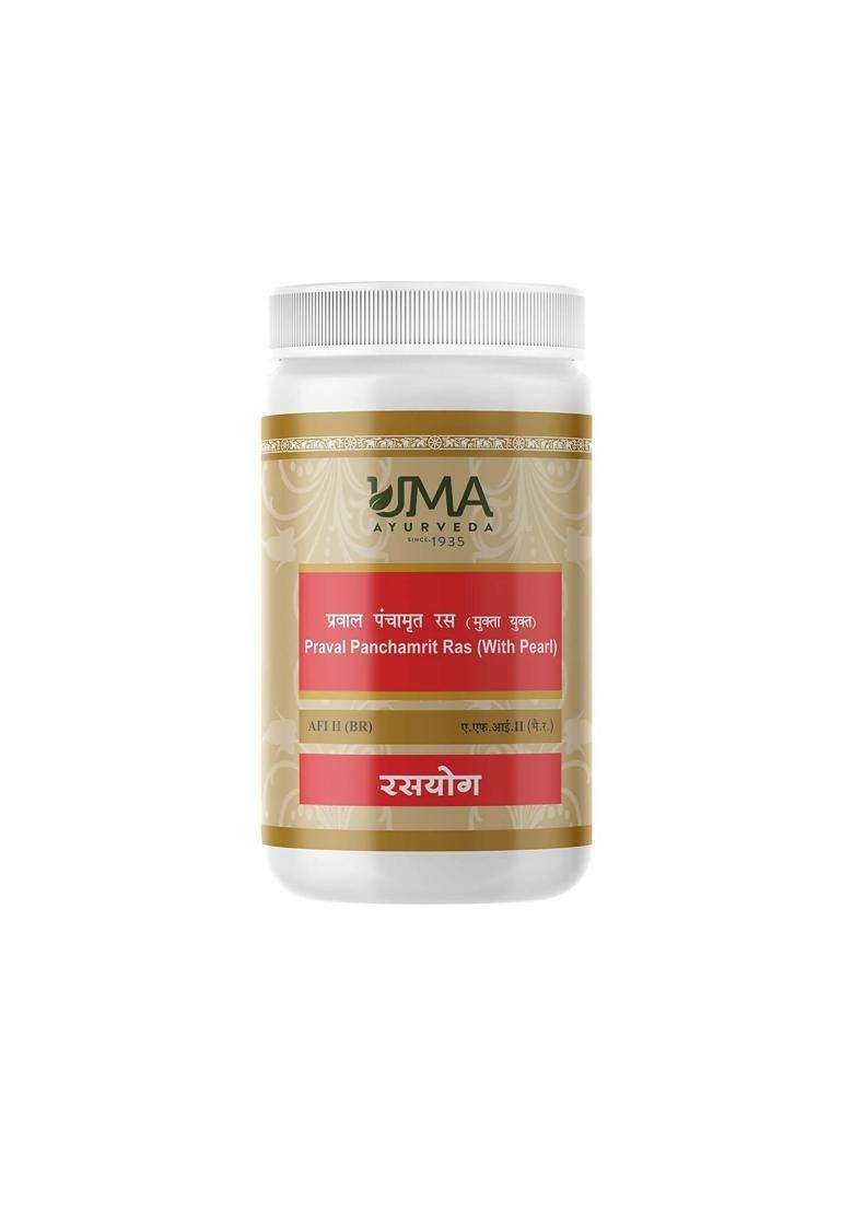 Uma Ayurveda Praval Panchamrit Ras (With Pearl) Tablets|Pack Of 1| - Indya