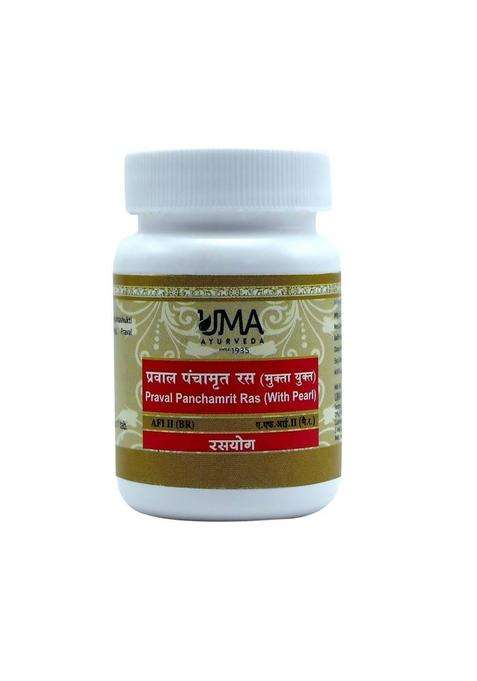 Uma Ayurveda Praval Panchamrit Ras (With Pearl) Tablets|Pack Of 1|
