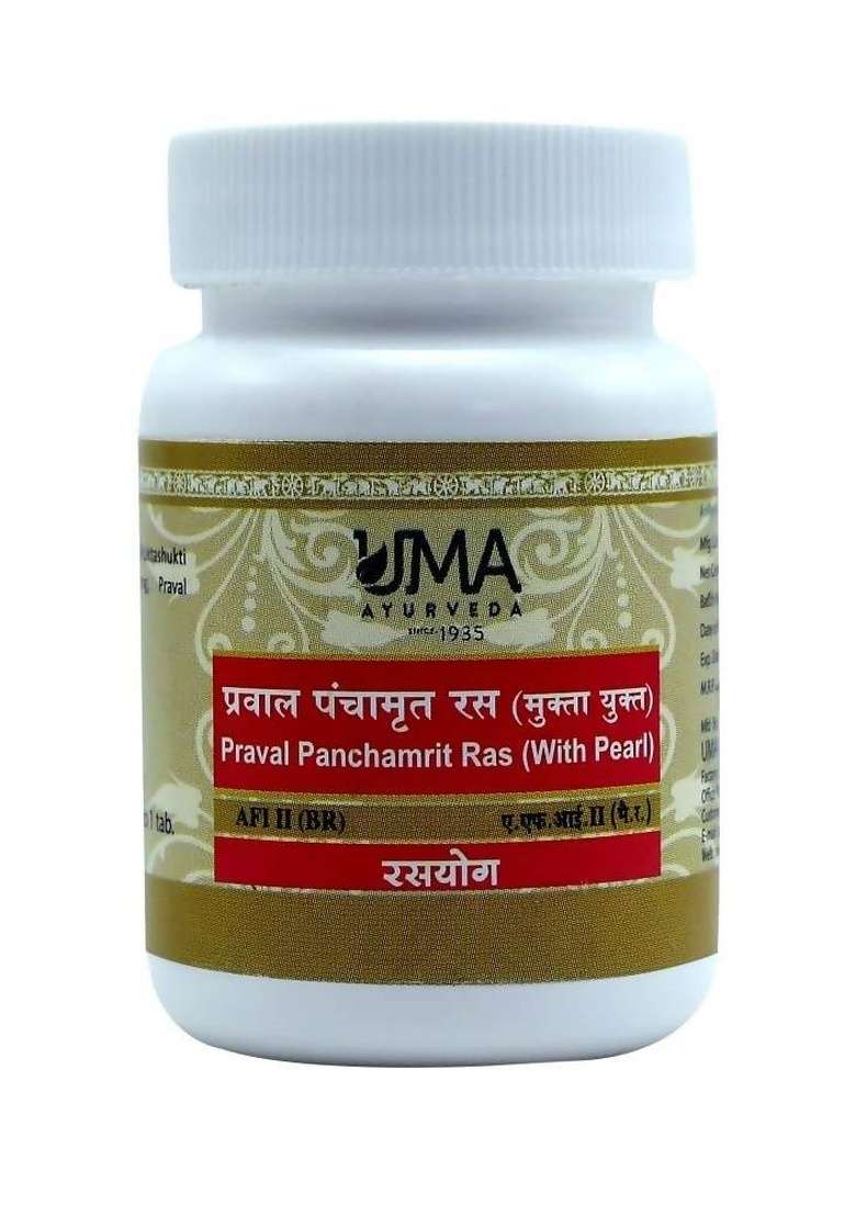 Uma Ayurveda Praval Panchamrit Ras (With Pearl) Tablets|Pack Of 3| - Indya