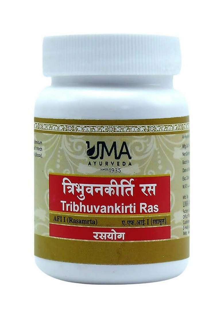 Uma Ayurveda Tribhuvan kirti Ras Tablets|Pack Of 10| - Indya