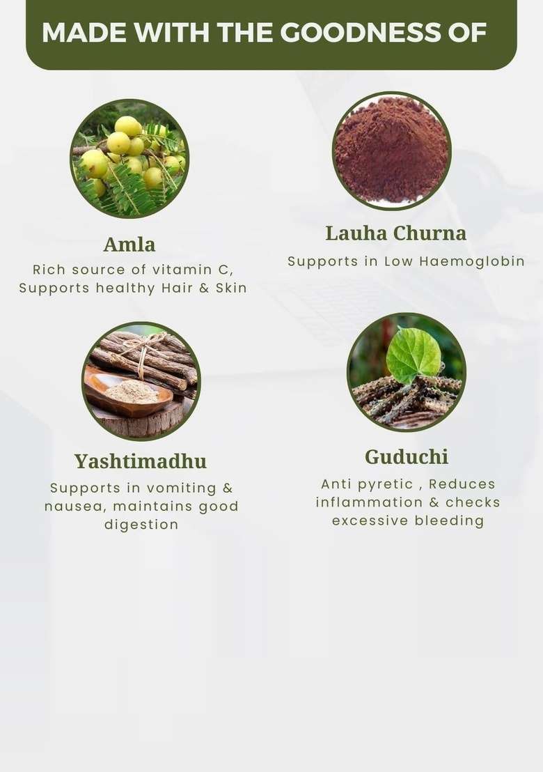 Uma Ayurveda Dhatri Lauha Tablets|Pack Of 10| - Indya