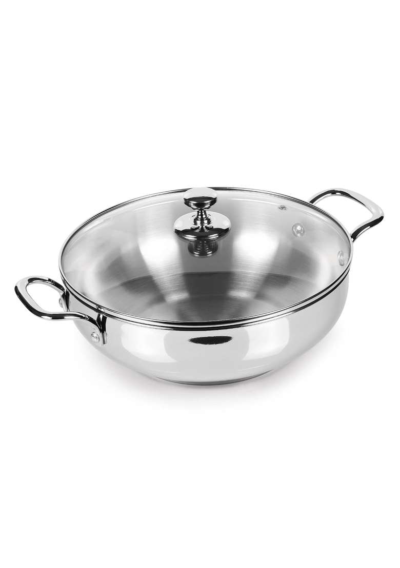 MILTON Pro cook 3-Layer Thick Triply Bottom I Induction Cookware and Gas Stove Friendly Stainless | 2 L | 2.1 Qt | 22 cm | 8.7 Inch | With Lid - Indya