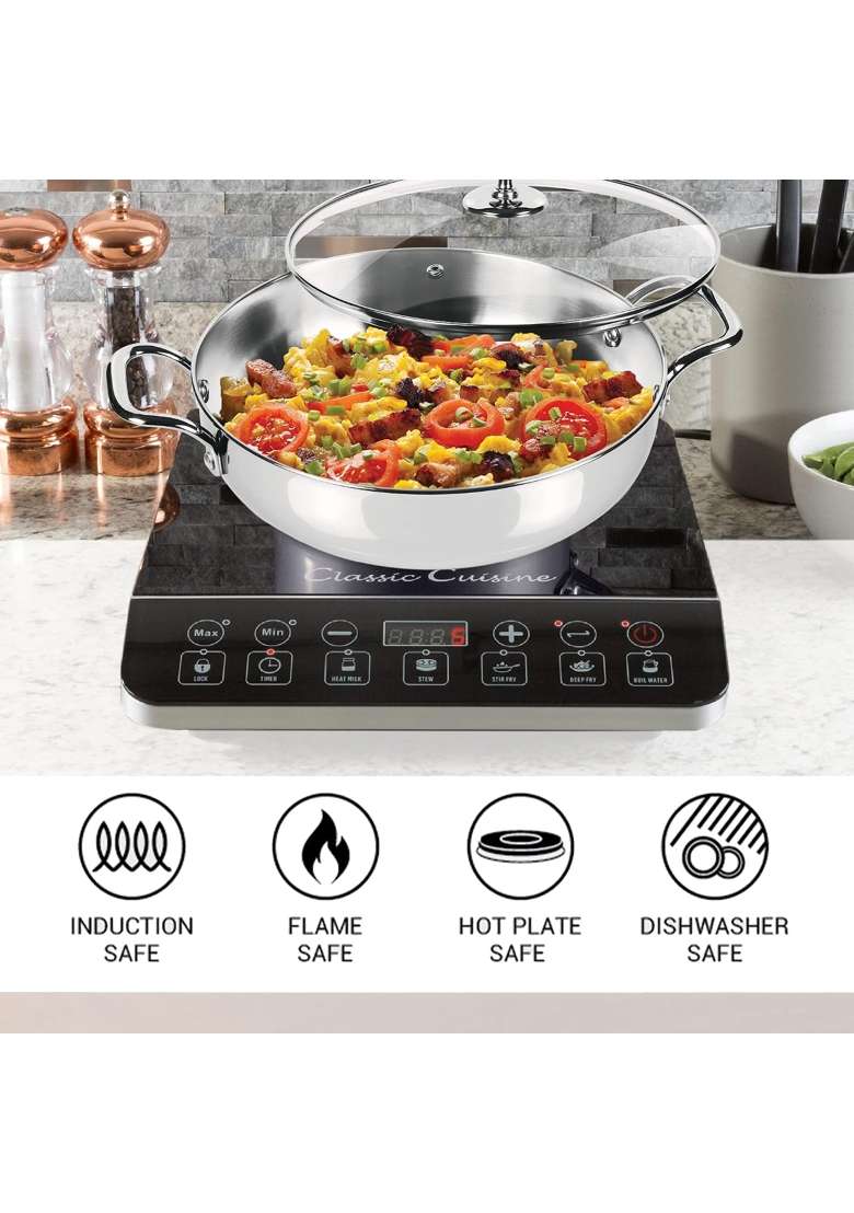 MILTON Pro cook 3-Layer Thick Triply Bottom I Induction Cookware and Gas Stove Friendly Stainless | 2 L | 2.1 Qt | 22 cm | 8.7 Inch | With Lid - Indya