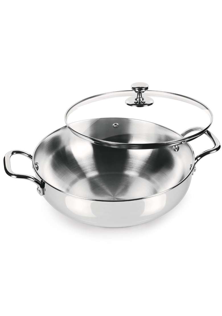 MILTON Pro cook 3-Layer Thick Triply Bottom I Induction Cookware and Gas Stove Friendly Stainless | 2 L | 2.1 Qt | 22 cm | 8.7 Inch | With Lid - Indya