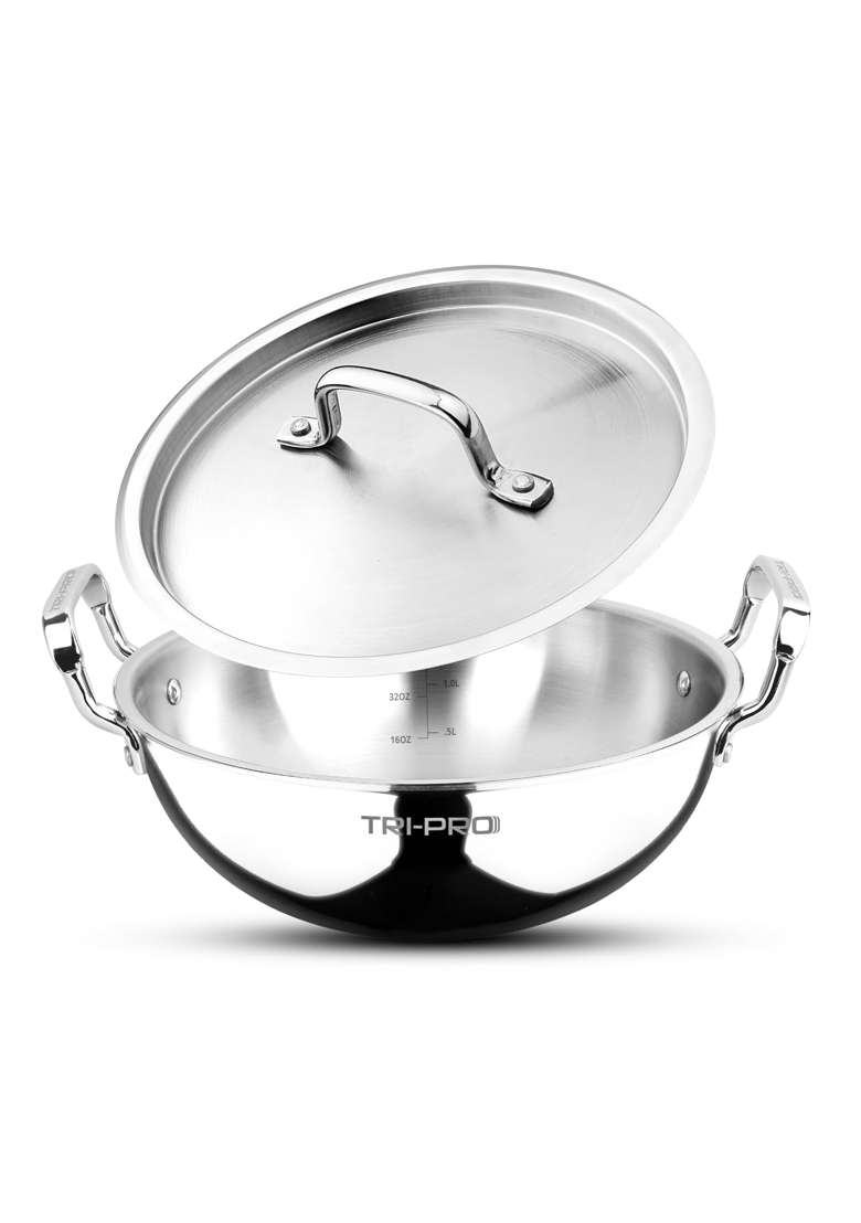 BERGNER TriPro Tri-Ply Stainless Steel | 3 L | 3.2 Qt | 24 cm | 9.4 Inch | Induction Compatible | With Lid - Indya
