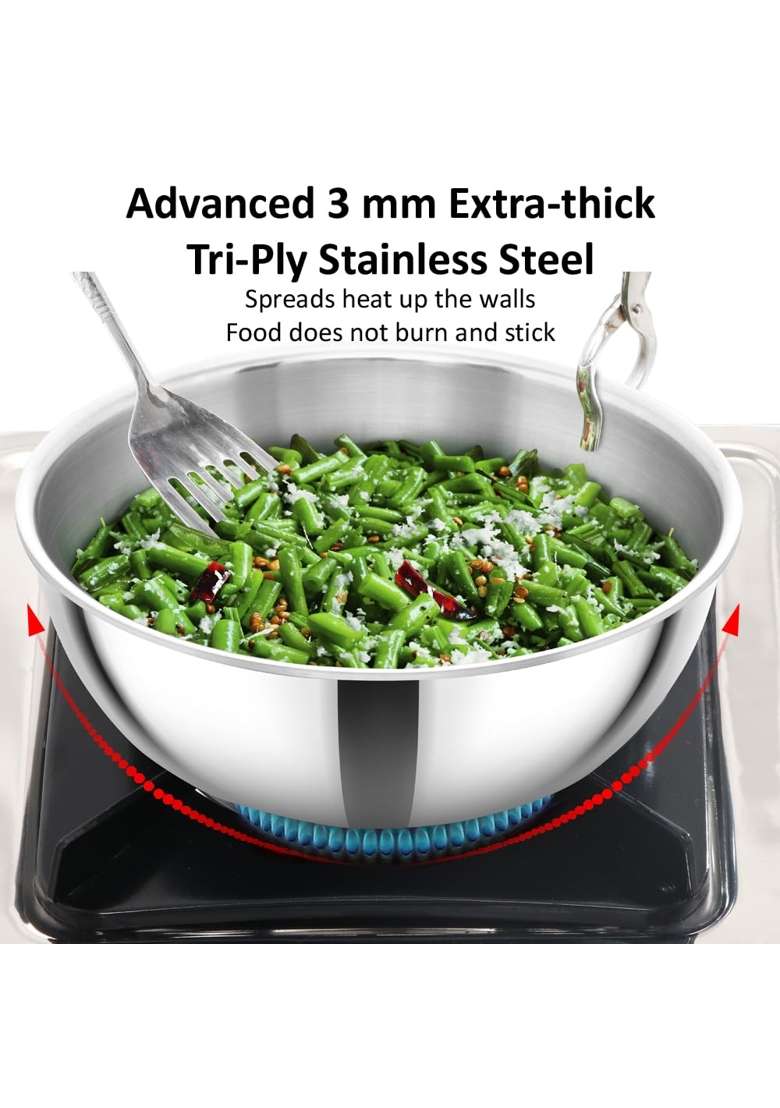 Hawkins Metro Kadhai Wok | 2 L | 2.1 Qt | Induction Compatible | Tri-Ply - Indya