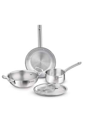 BERGNER TriPro Tri-Ply Stainless Steel Induction Bottom Cookware Set | 2 L | 2.1 Qt | 22 cm | 8.7 Inch | 4-Piece Set