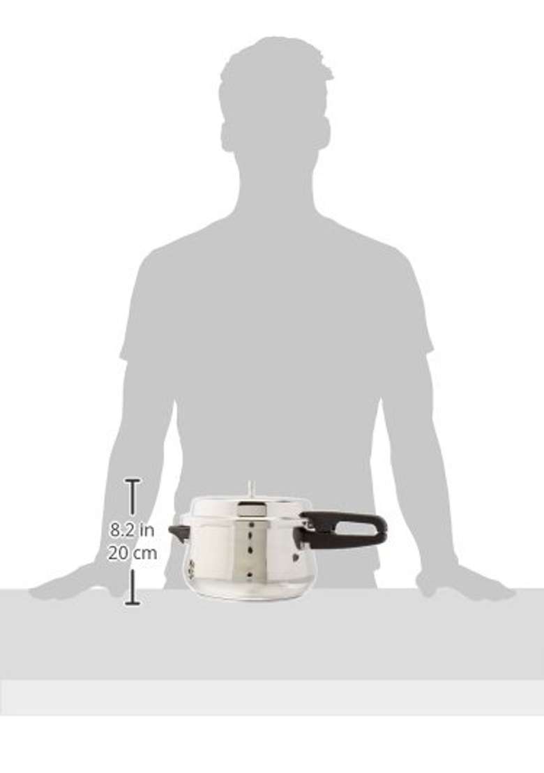 Butterfly Curve Stainless Steel Outer Lid Pressure Cooker | 5 L | 5.3 Qt | Induction Compatible | Tri-Ply - Indya