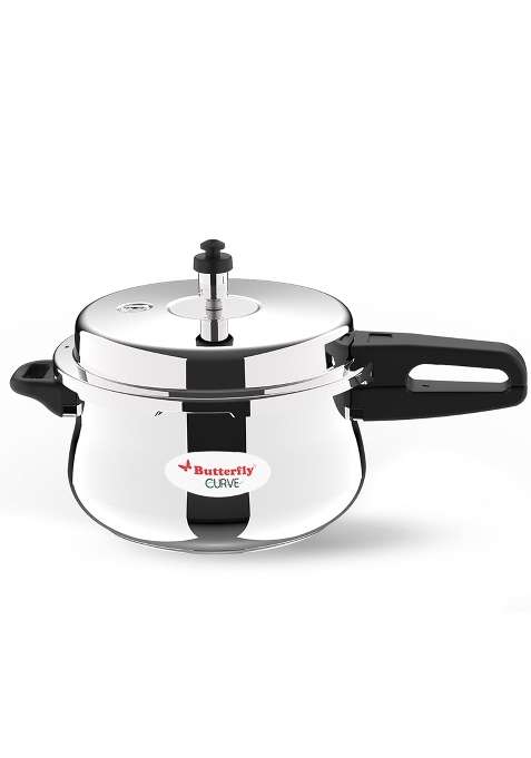 Butterfly Curve Stainless Steel Outer Lid Pressure Cooker | 5 L | 5.3 Qt | Induction Compatible | Tri-Ply