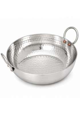 KC Sandwich Bottom Heavy Gauge Stainless Steel Hammered Kadhai Wok Cookware | 2500 ml | 84.5 fl oz