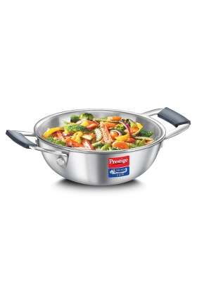 Prestige Tri-Ply Stainless Steel Cute Kadai Wok | 400 ml | 13.5 fl oz | 12 cm | 4.7 Inch | Induction Compatible