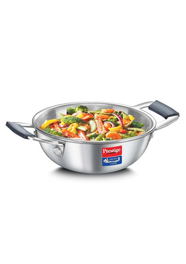 Prestige Tri-Ply Stainless Steel Cute Kadai Wok | 400 ml | 13.5 fl oz | 12 cm | 4.7 Inch | Induction Compatible - Indya