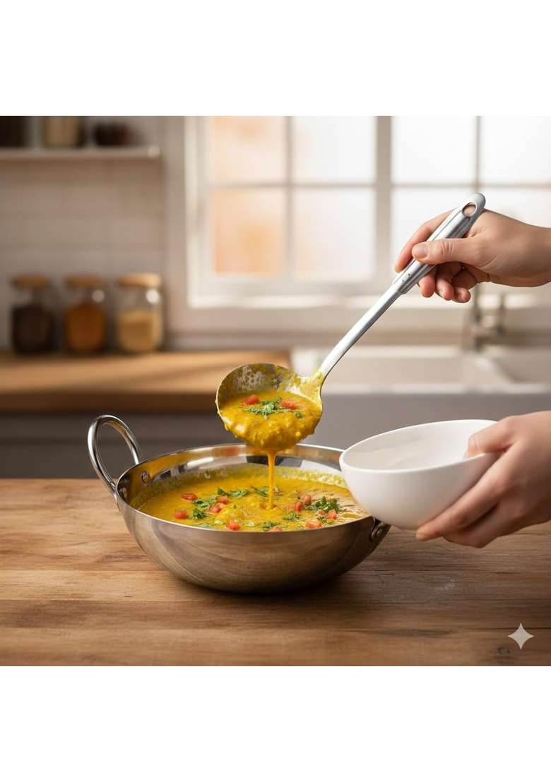 EURO style Triply Deep Frying Kadai Wok - Round Base- Heavyduty- Extra Deep | 1 L | 1.1 Qt | 20 cm | 7.9 Inch - Indya