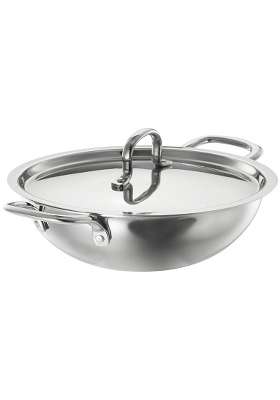 Solimo Amazon Brand Solimo Stainless Steel Triply Kadhai Wok | 24 cm | 9.4 Inch | Induction Compatible