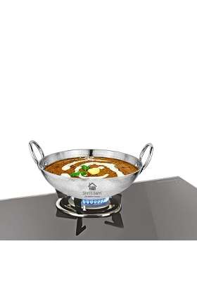 Shri and Sam Stainless Steel Heavy Weight Hammered Kadhai Wok | 1.8 L | 1.9 Qt | 22 cm | 8.7 Inch