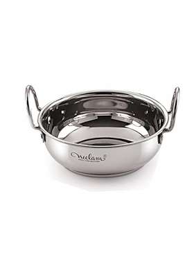 neelam Stainless Steel 11 22 Gauge Induction Bottom Kadai Wok | 1.2 L | 1.3 Qt