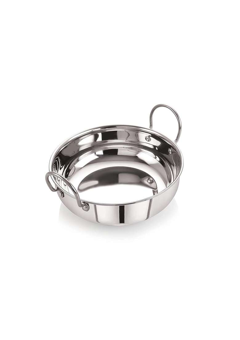 neelam Stainless Steel 11 22 Gauge Induction Bottom Kadai Wok | 1.2 L | 1.3 Qt - Indya