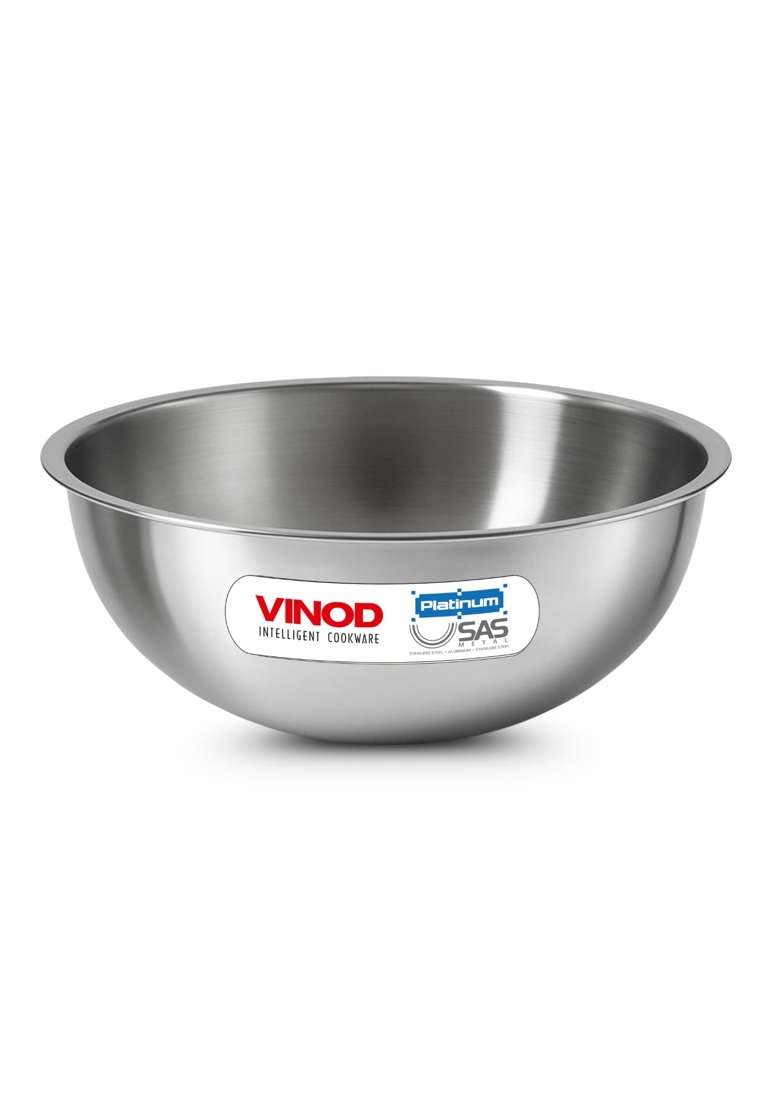 Vinod Platinum Triply Stainless Steel Tasla Kadai Wok | 1.2 L | 1.3 Qt | 20 cm | 7.9 Inch | Induction Compatible | Heavy Bottom - Indya