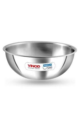 Vinod Platinum Triply Stainless Steel Extra Deep Tasla Kadai Wok | 1.8 L | 1.9 Qt | 20 cm | 7.9 Inch | Induction Compatible | Heavy Bottom