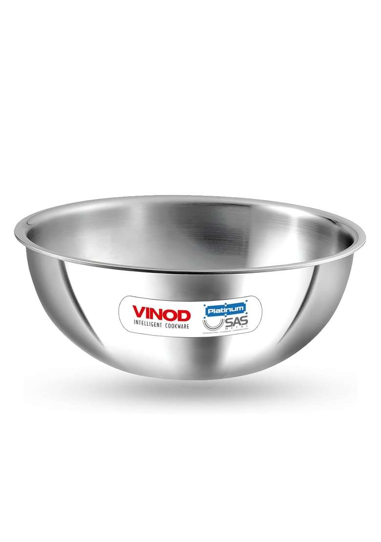Vinod Platinum Triply Stainless Steel Extra Deep Tasla Kadai Wok | 1.8 L | 1.9 Qt | 20 cm | 7.9 Inch | Induction Compatible | Heavy Bottom - Indya