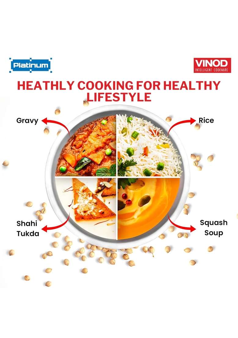 Vinod Platinum Triply Stainless Steel Extra Deep Tasla Kadai Wok | 1.8 L | 1.9 Qt | 20 cm | 7.9 Inch | Induction Compatible | Heavy Bottom - Indya