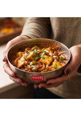 HAZEL Stainless Steel Kadai Wok Without Handle | 1 L | 1.1 Qt | 18 cm | 7.1 Inch | Hammered Finish