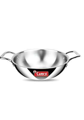 Camro Triply Artisian Kadai Wok | 1 L | 1.1 Qt | 18 cm | 7.1 Inch | Induction Compatible