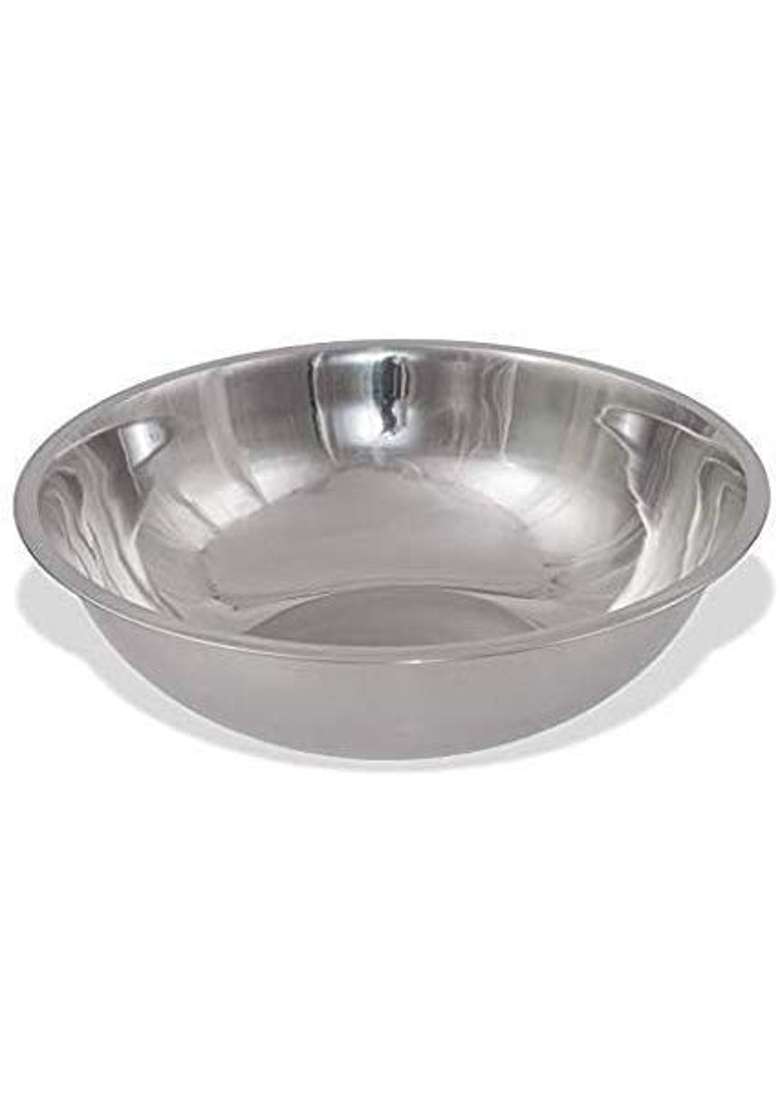 JGS Stainless Steel Extra Deep Big Size Tasla for Home Kitchen Steel Mixing Kadai Wok | 2000 ml | 67.6 fl oz | Heavy Bottom - Indya