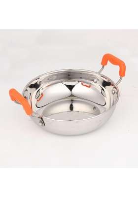 STEELHOMES Kadai Wok with Kadhai Stainless Steel Stovetop Compatible and Gas Stove Friendly | 2 L | 2.1 Qt