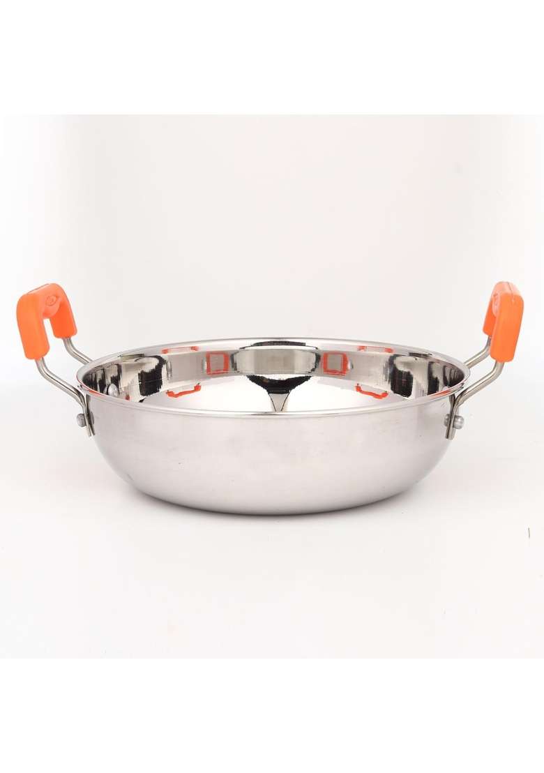 STEELHOMES Kadai Wok with Kadhai Stainless Steel Stovetop Compatible and Gas Stove Friendly | 2 L | 2.1 Qt - Indya