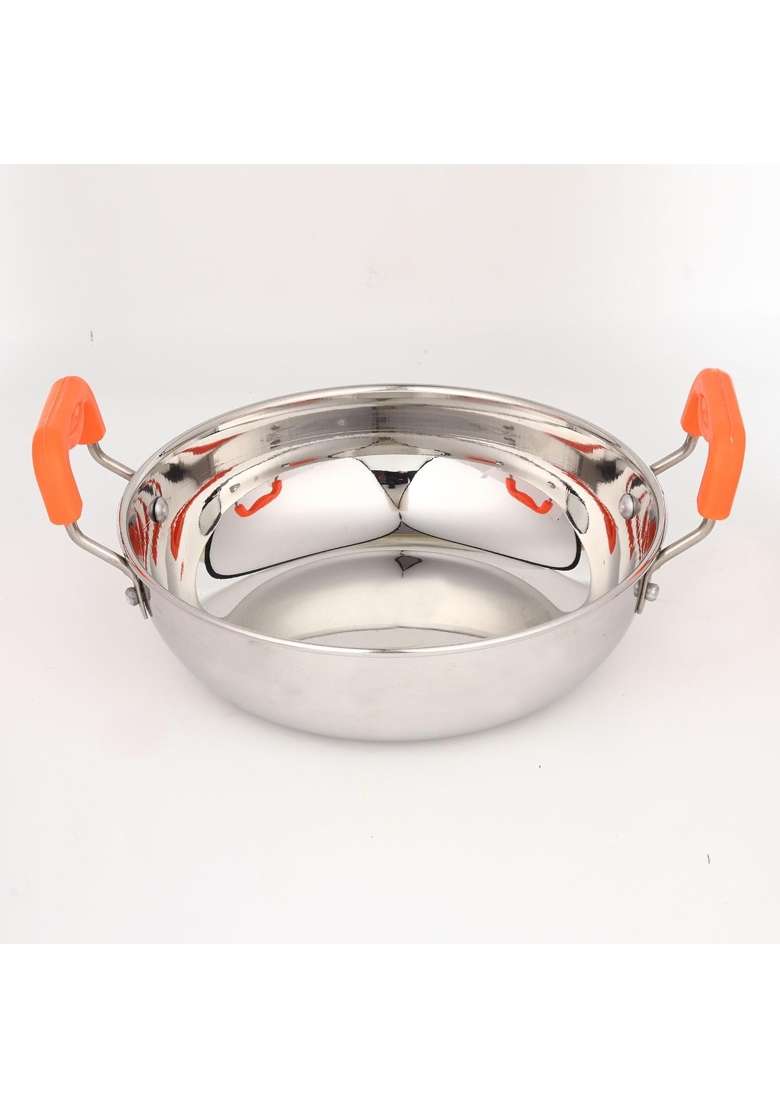 STEELHOMES Kadai Wok with Kadhai Stainless Steel Stovetop Compatible and Gas Stove Friendly | 2 L | 2.1 Qt - Indya
