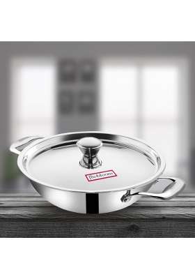 FLIXBLOOM Mega TriPlus Stainless Steel Thick Heavy Duty Induction Base LPG Stovetop | 2.5 L | 2.6 Qt | With Lid