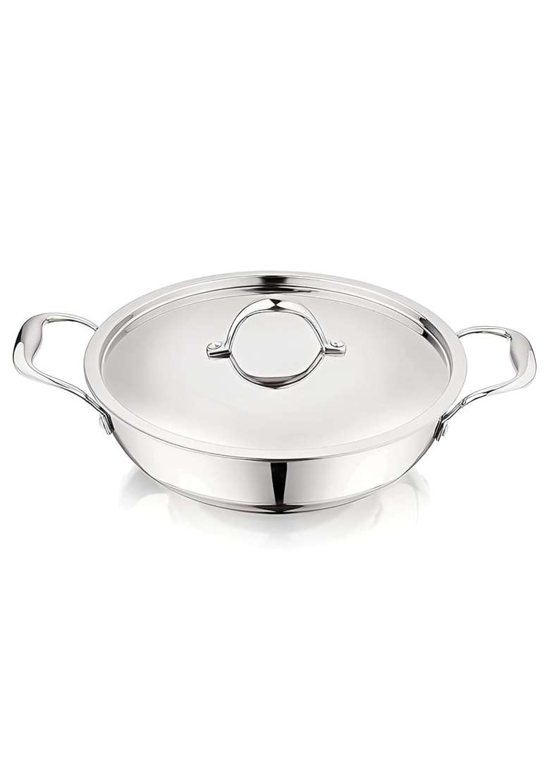 The Indian Aura Kadai with Lid Kitchen Kadhai Nonstick | 3.5 L | 3.7 Qt | 26 cm | 10.2 Inch | Induction Compatible | Heavy Bottom - Indya