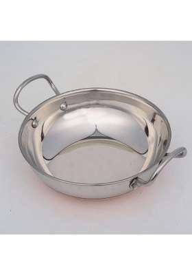 STEELHOMES StainlessSteel Kadai Wok with Kadhai Stainless Steel Stovetop Compatible and Gas | 1 L | 1.1 Qt