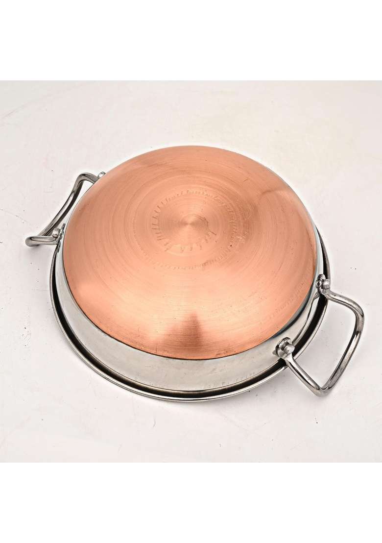 STEELHOMES StainlessSteel Kadai Wok with Kadhai Stainless Steel Stovetop Compatible and Gas | 1 L | 1.1 Qt - Indya